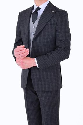 کت و شلوار مشکی مردانه یقه پرستوئی Kadir Büyükkaya - کد 845439947