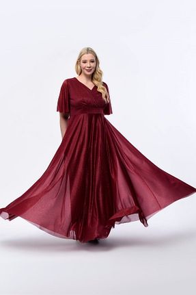 لباس مجلسی سایز بزرگ زرشکی زنانه دو سینه Genel Markalar - کد 692699557