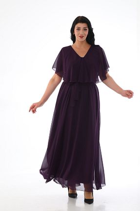 لباس مجلسی سایز بزرگ بنفش زنانه یقه هفت Genel Markalar - کد 764820822