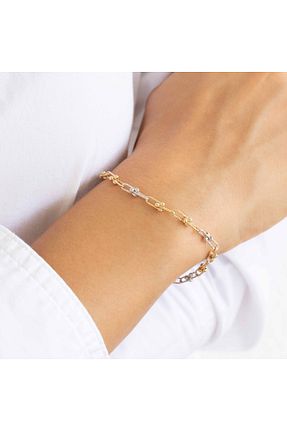 دستبند طلا سفید زنانه 14 عیار NİSERAJEWELLERY - کد 850486814