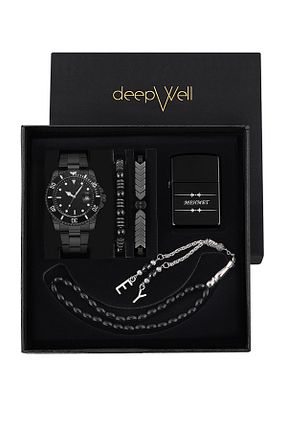 ست ساعت مچی مشکی مردانه فلزی DEEPWELL - کد 847515076