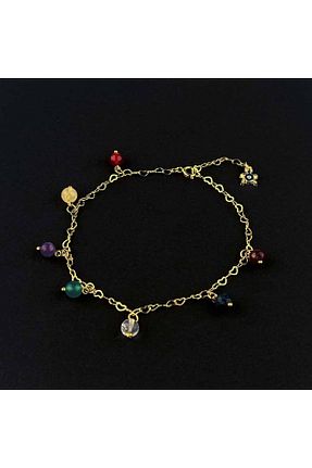 خلخال جواهر رنگی زنانه روکش طلا OSMANLI DOĞAL TAŞ - کد 331896785
