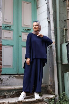 ست بالاتنه و پائین تنه حجاب سرمه ای زنانه Relaxed Pieef - کد 850390727