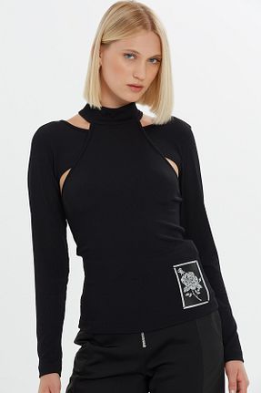 بلوز مشکی زنانه چاپی GIZIA - کد 850399629