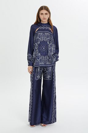 بلوز سرمه ای زنانه طرح دار GIZIA - کد 850428171