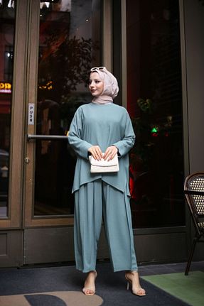 ست بالاتنه و پائین تنه حجاب سبز زنانه Relaxed Pieef - کد 850451699