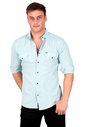 پیراهن فیروزه ای مردانه اسلیم فیت DeepSea - کد 768456010