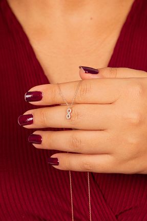 گردنبند نقره صورتی زنانه 925 عیار klas gümüş - کد 850308890
