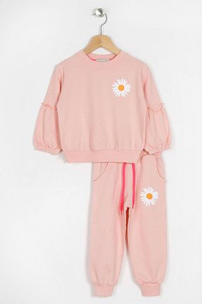 ست بالاتنه و پائین تنه صورتی بچه گانه بافتنی zepkids - کد 767501236