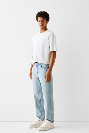 شلوار جین سرمه ای مردانه رگولار Bershka - کد 843689971