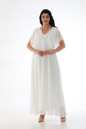 لباس مجلسی سایز بزرگ سفید زنانه یقه هفت Genel Markalar - کد 764820811