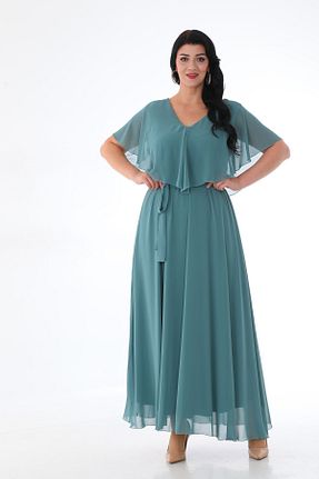 لباس مجلسی سایز بزرگ آبی زنانه یقه هفت Genel Markalar - کد 764974709