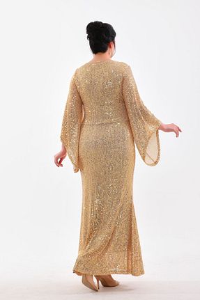 لباس مجلسی سایز بزرگ زرد زنانه یقه هفت Genel Markalar - کد 823644317