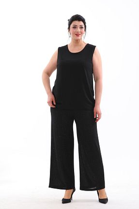 ست لباس مجلسی سایز بزرگ مشکی زنانه آستین بلند IŞILTI - کد 823643907