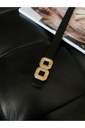 کمربند مشکی زنانه چرم مصنوعی Fiori - کد 850421953