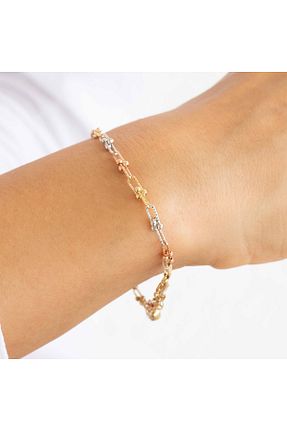 دستبند طلا سفید زنانه 14 عیار NİSERAJEWELLERY - کد 850343830