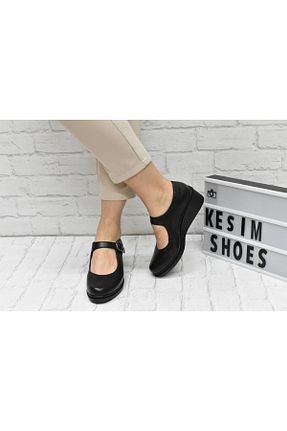کفش پاشنه بلند پر مشکی زنانه پاشنه متوسط (5-9 سانتی متر) Kesim Shoes - کد 730732015
