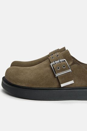 کفش آکسفورد خاکی زنانه چرم خالص Pull & Bear - کد 850397778
