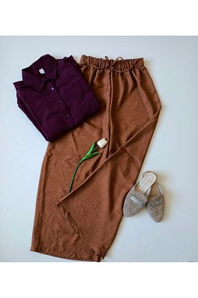 شلوار قهوه ای زنانه پارچه Butik - کد 850493263