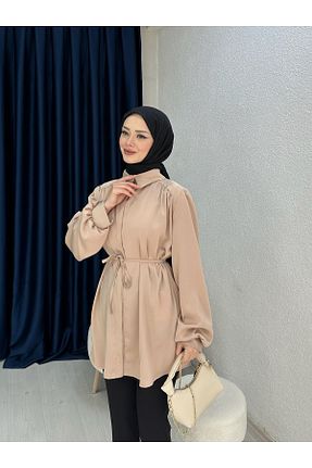 تونیک حجاب بژ زنانه بافت tumabutik - کد 811966655
