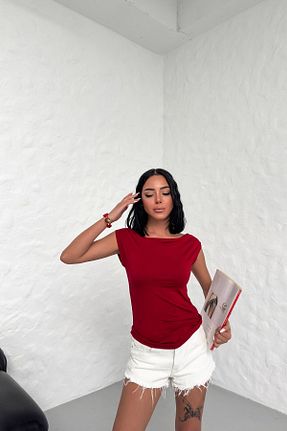 بلوز زرشکی زنانه ساده LACHT - کد 832088833