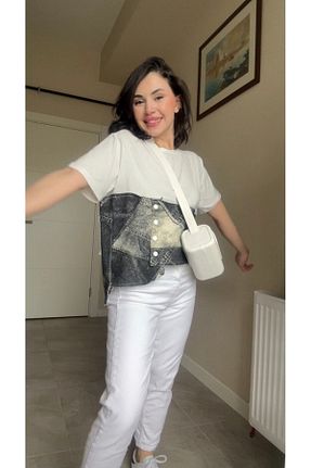 تیشرت سفید زنانه رگولار Zeynolya Butik - کد 830408001