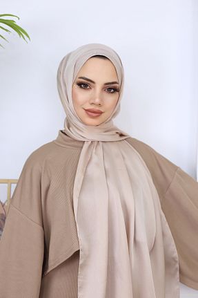 شال بژ زنانه پنبه - پلی استر کد 850436497