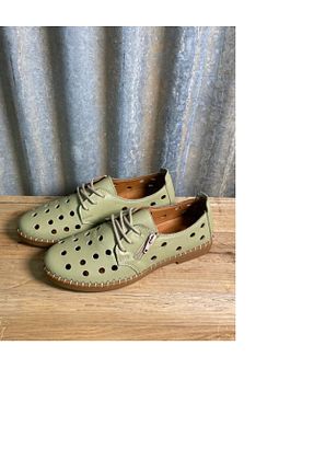کفش کژوال سبز زنانه چرم خالص PİERRO SHOES - کد 850431758