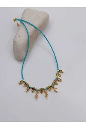 گردنبند جواهر آبی زنانه برنجی TAKİBUTİGİNİZ - کد 850403464