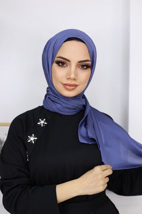 شال آبی زنانه پنبه - پلی استر کد 850437827