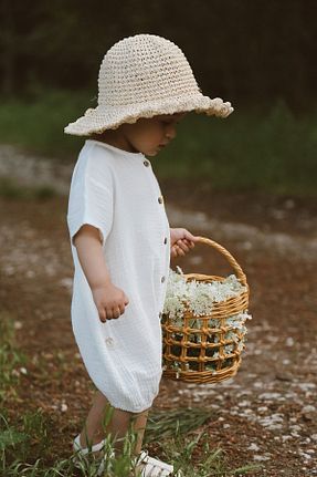 سرهمی سفید بچه گانه آستین کوتاه MELLS BABY - کد 733972034