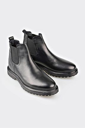بوت / نیم بوت مشکی مردانه چرم خالص Elle - کد 850529218