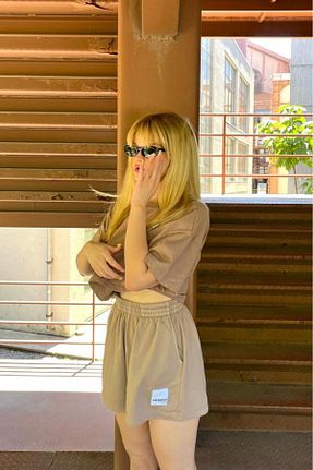 شلوارک و برمودا قهوه ای زنانه فاق بلند Bases - کد 850611956