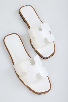 دمپائی سفید زنانه چرم مصنوعی Shoeberry - کد 850624978
