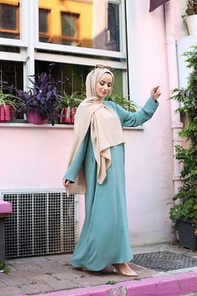 کلاه و ابایا سبز زنانه پنبه ای Pieef - کد 850591712