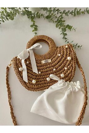 کیف دوشی خاکی زنانه حصیر AREV BAGS - کد 850624883