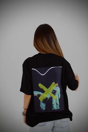 تیشرت مشکی زنانه اورسایز lostfame - کد 834915379