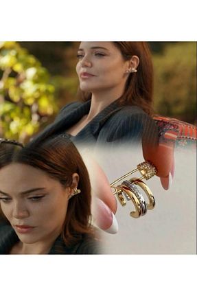 گوشواره غضروفی جواهر طلائی زنانه استیل ضد زنگ Niceboutique - کد 781597403