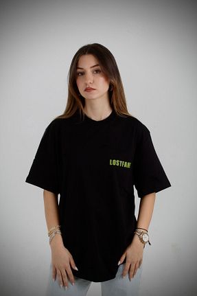 تیشرت مشکی زنانه اورسایز lostfame - کد 834915379