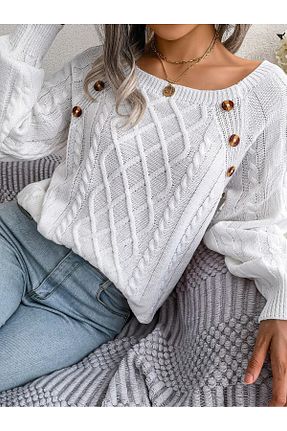 پلیور سفید زنانه ساده AQE FASHION - کد 802578885