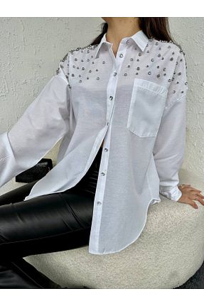 پیراهن سفید زنانه اورسایز oshebu - کد 850875367