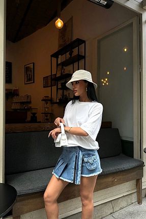 شلوارک و برمودا آبی زنانه پارچه Eka - کد 850800549