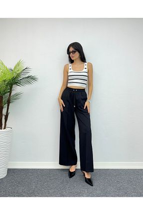 شلوار پارچه ای مشکی زنانه بلند DEQ FASHION - کد 849470840