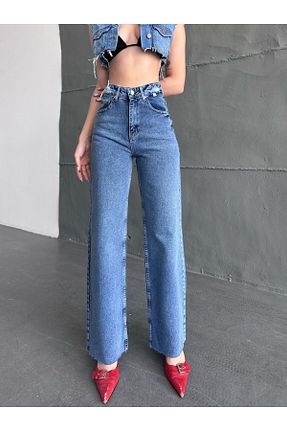 شلوار جین آبی زنانه پاچه گشاد Butik - کد 833870020