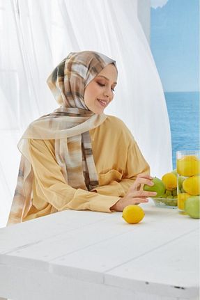 شال قهوه ای زنانه پنبه ای Cardion - کد 126854480