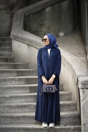 ست بالاتنه و پائین تنه حجاب سرمه ای زنانه رگولار NS Moda - کد 850642096