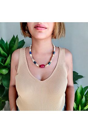 گردنبند جواهر رنگی زنانه منجق ellent atelier - کد 850698596