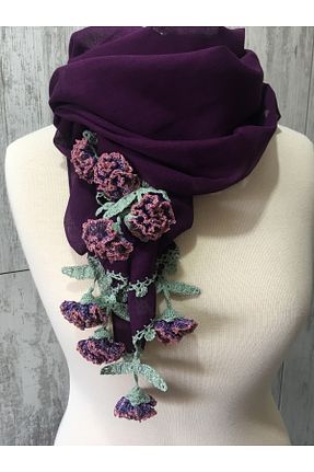 دستمال گردن بنفش زنانه پنبه ای KAFTAN TAKI TASARIM - کد 62893867