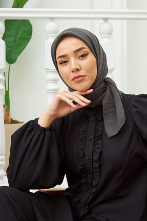 روسری طوسی پنبه ای Silk Home - کد 716551183