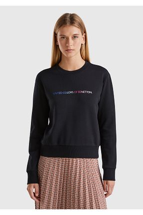 سوئیشرت مشکی زنانه چاپی United Colors of Benetton - کد 850793887